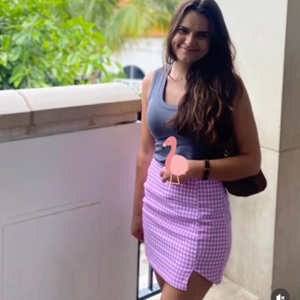 Pink Plaid Pencil Skirt